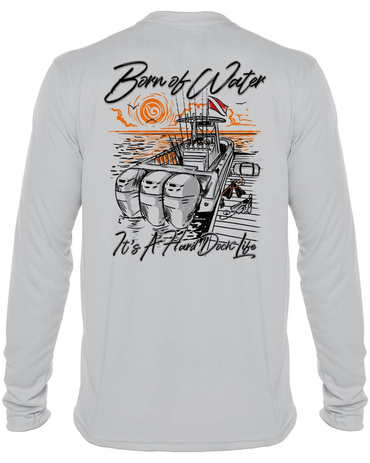 Hard Dock Life: Men's UV UPF 50+ Rashguard Shirt: Gray - Back