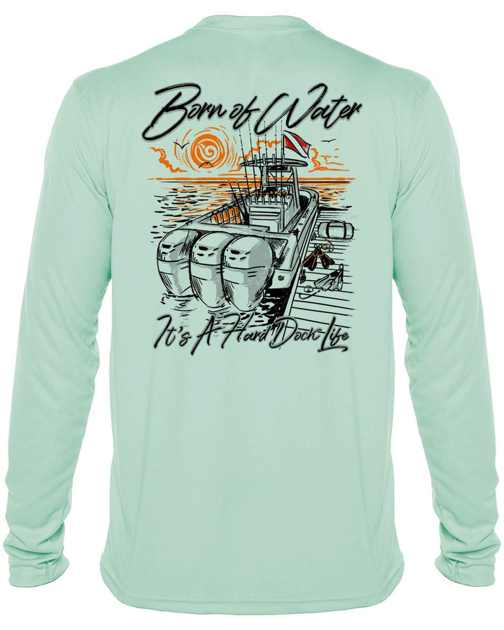 Hard Dock Life: Men's UV UPF 50+ Rashguard Shirt: Seagreen - Back