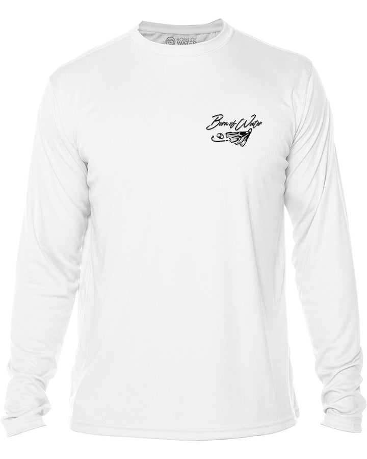 Hard Dock Life: Men's UV UPF 50+ Rashguard Shirt:  White - Front
