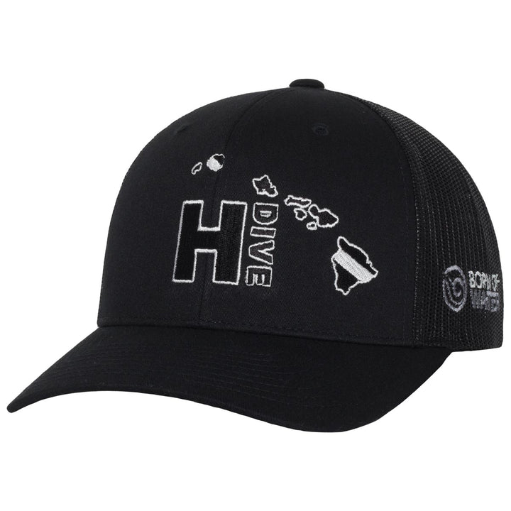 Hawaii Scuba Diver Down Flag Trucker Hat - Monochromatic