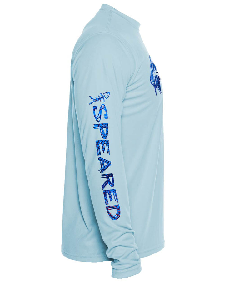 Hogfish Spearfishing: UV UPF 50+ Protection Shirt: Lt Blue - Sleeve