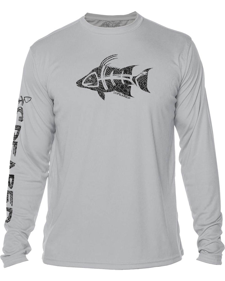 Hogfish Spearfishing: UV UPF 50+ Protection Shirt: Gray - Front