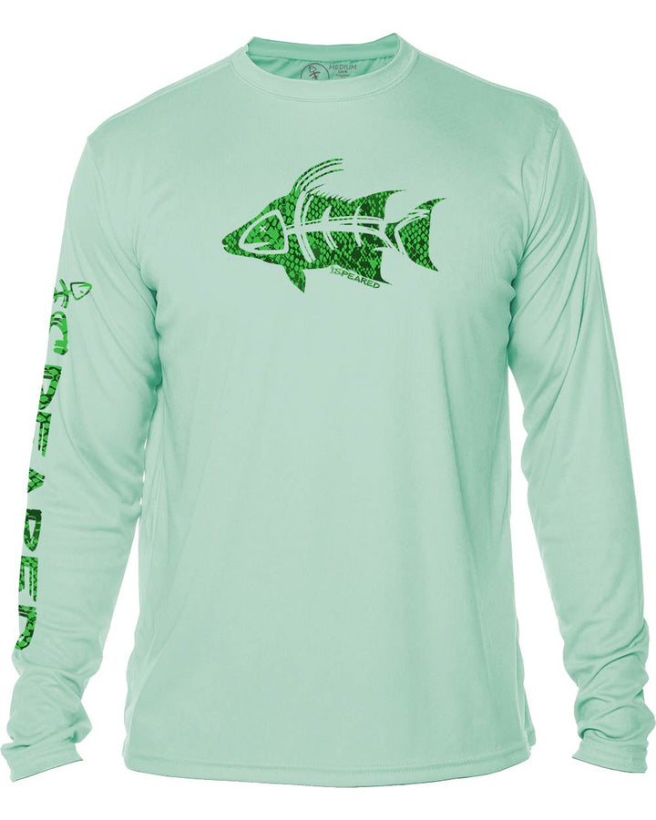 Hogfish Spearfishing: UV UPF 50+ Protection Shirt: Seagreen - Front