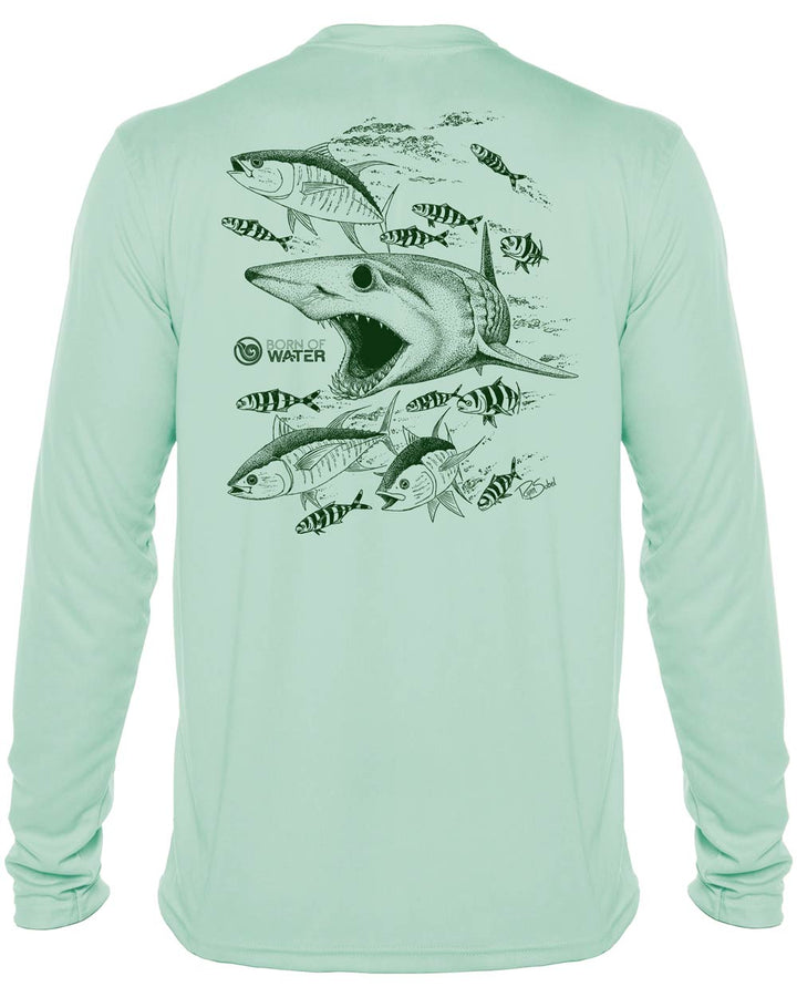 Mako Shark: Men's UV UPF 50+ Protection Shirt: Seagreen - Back