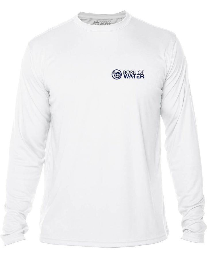 Mako Shark: Men's UV UPF 50+ Protection Shirt:  White - Front