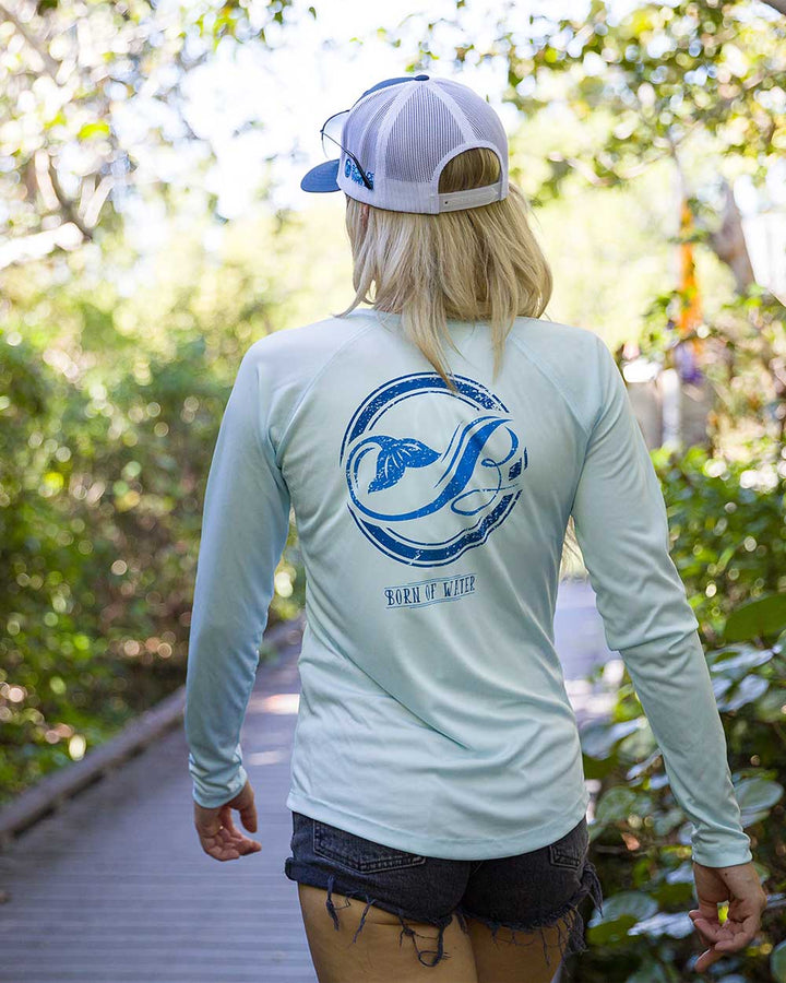 Mermaid Tail: Women's Scuba Diving UV UPF 50+ Performance Shirt: Blue - Mangroves