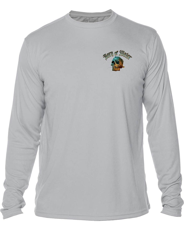Pirate Skull UV UPF 50+ Protection Shirt: Gray - Front