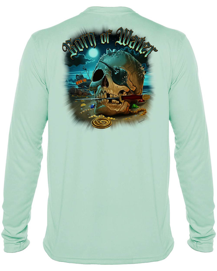 Pirate Skull UV UPF 50+ Protection Shirt: Seagreen - Back