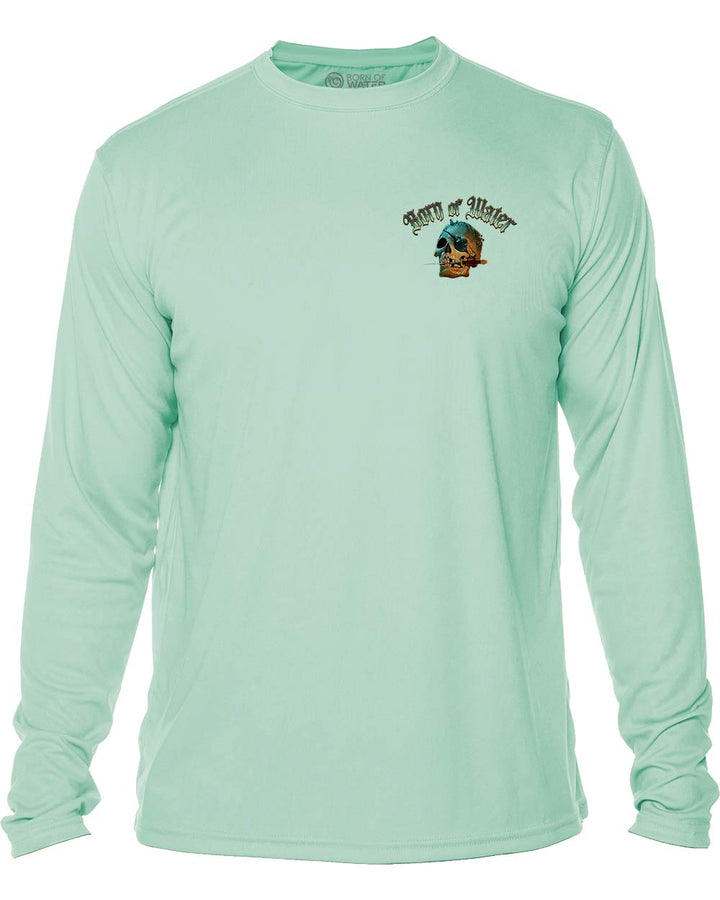 Pirate Skull UV UPF 50+ Protection Shirt: Seagreen - Front