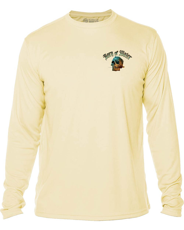 Pirate Skull UV UPF 50+ Protection Shirt:  Yellow - Front
