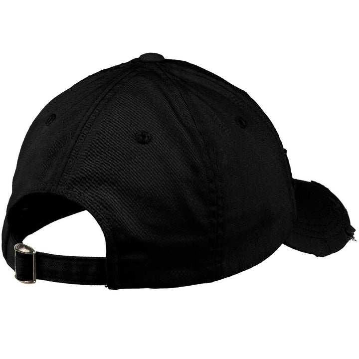 Scuba Diving Hat: Ripped Dive Flag Distressed Dad Hat - Black - Back
