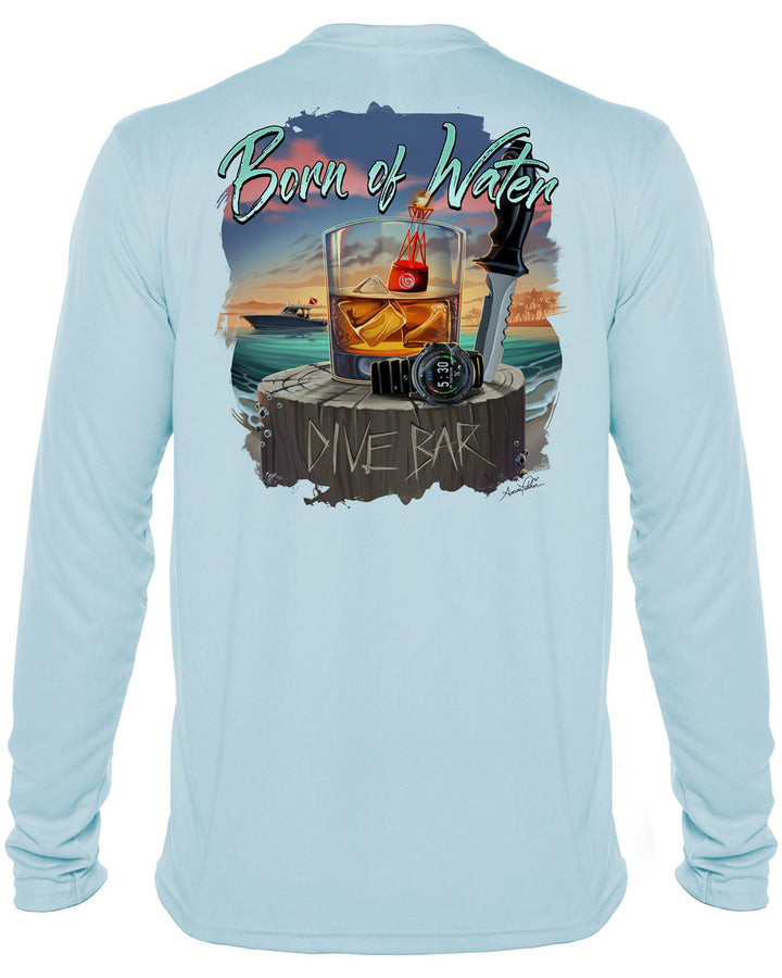 Scuba Dive Bar: UV UPF 50+ Protection Shirt: Lt. Blue - Back