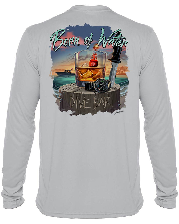 Scuba Dive Bar: UV UPF 50+ Protection Shirt: Gray - Back
