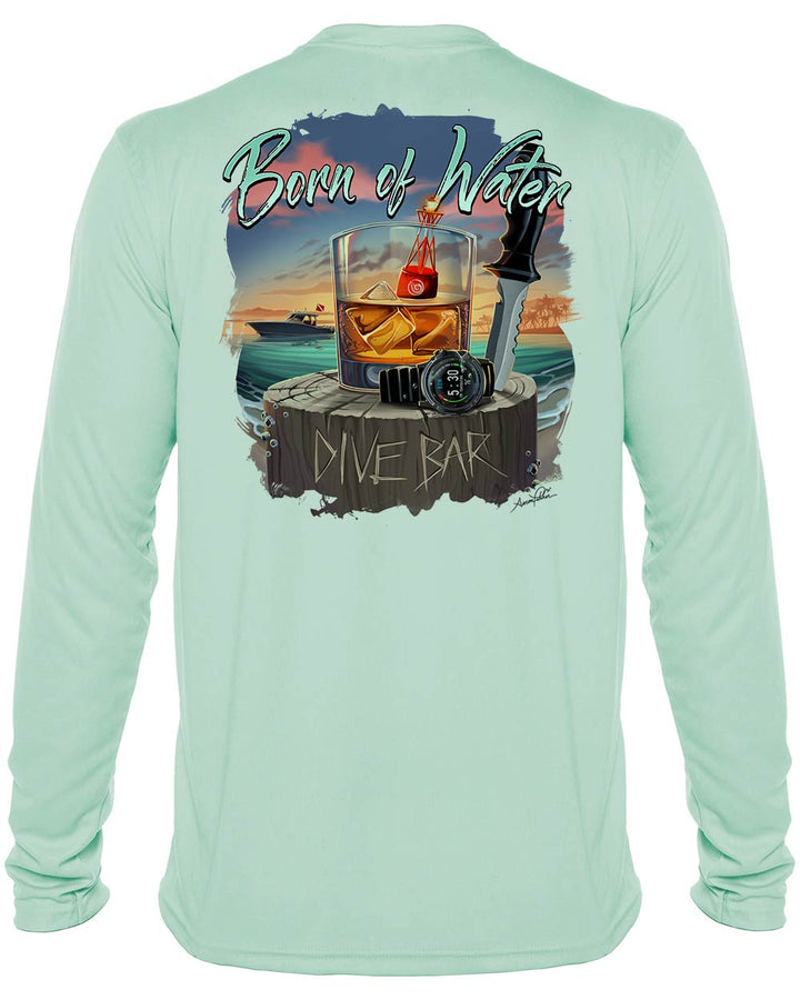 Scuba Dive Bar: UV UPF 50+ Protection Shirt: Seagreen - Back