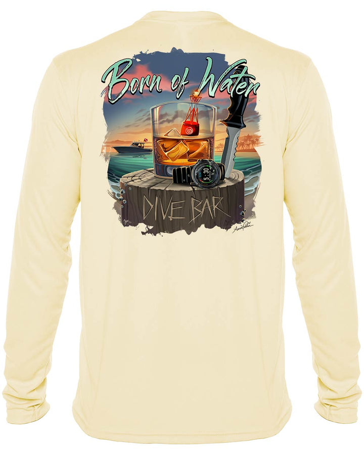 Scuba Dive Bar: UV UPF 50+ Protection Shirt: Yellow - Back
