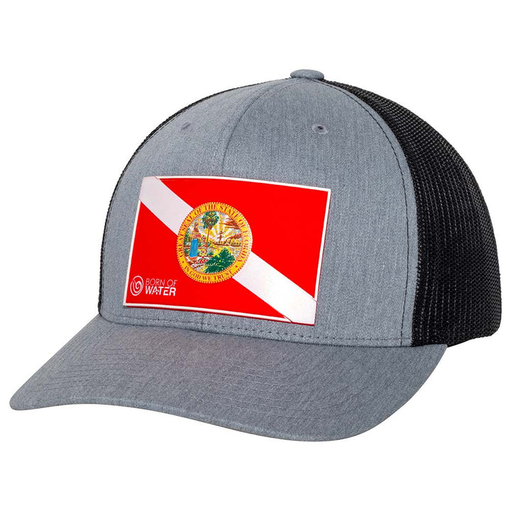 Florida Dive Flag Rubber Patch Hat  - Heather Gray/Black