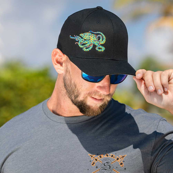 Blue Ring Octopus Flexfit Fitted Hat - Beach