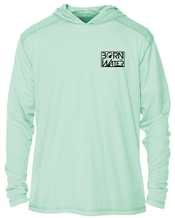 Circling Hammerhead Dive Flag UV UPF 50+ Protection Hoodie: Seagreen - Front
