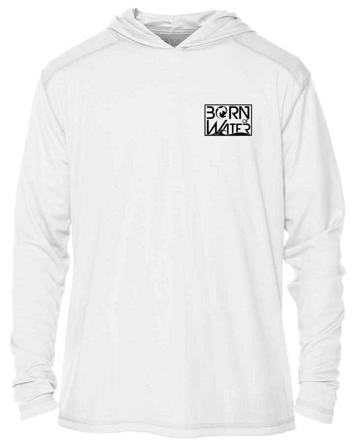 Circling Hammerhead Dive Flag UV UPF 50+ Protection Hoodie:  White - Front