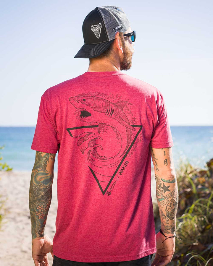 Scuba Diving - Great White Shark Shirt - Maroon - Beach