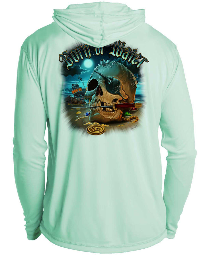 Pirate Skull UV UPF 50+ Protection Hoodie Down: Seagreen - Back