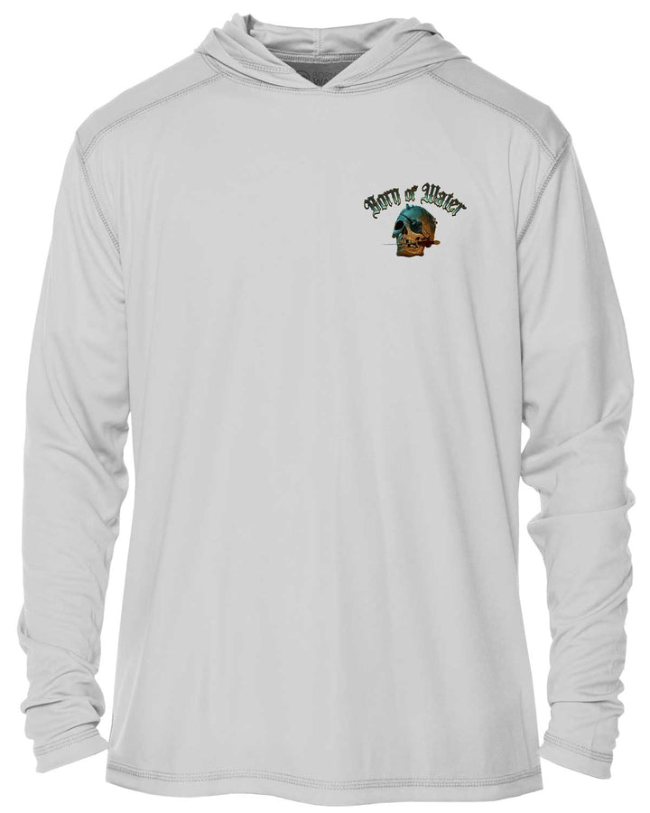 Pirate Skull UV UPF 50+ Protection Hoodie: Gray - Front