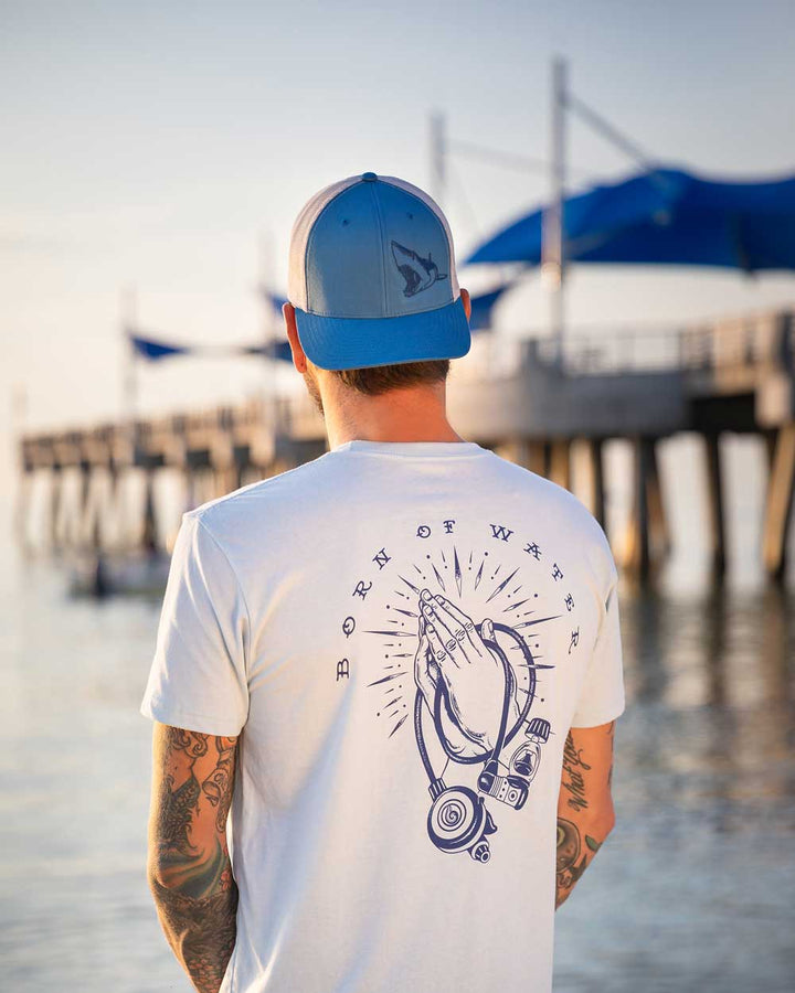 Scuba Diving - Diver Prayer Hands Shirt - Blue - Beach