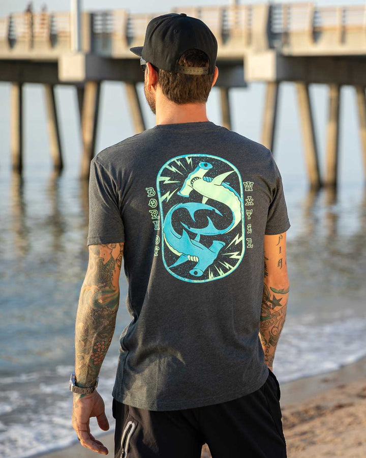 Scuba Diving- Electric Hammerhead Shark Shirt - Gray - Beach