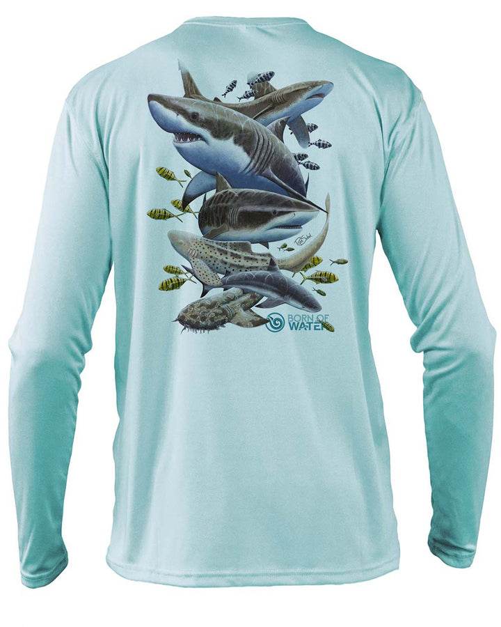 Shark Scuba Diving UV UPF 50+ Performance Shirt: Lt. Blue - Back