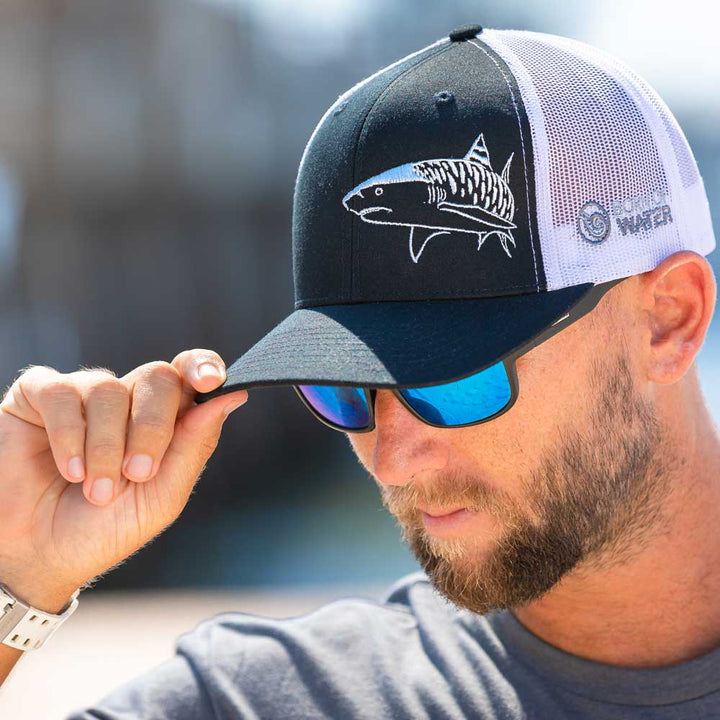 Tiger Shark Scuba Diving Trucker Hat - Black/White - Dock