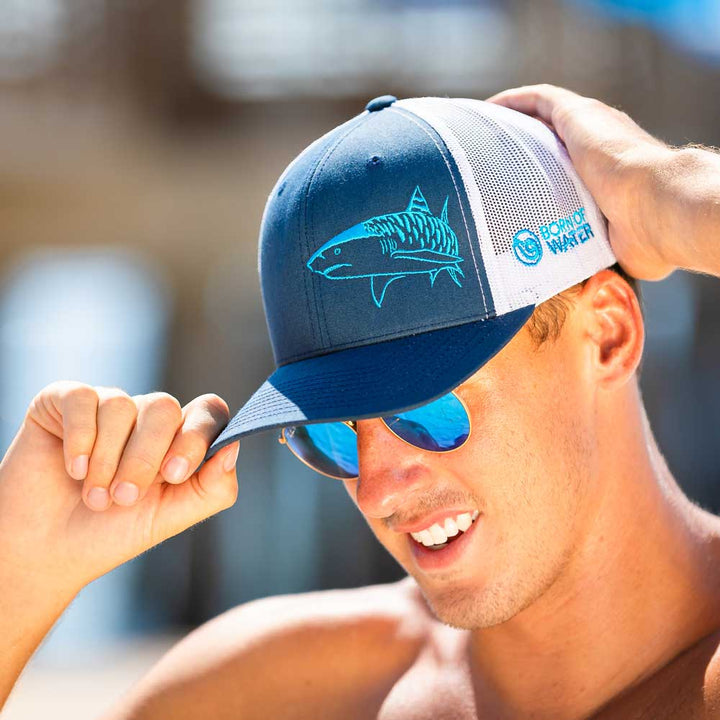 Tiger Shark Scuba Diving Trucker Hat - Navy/White - Dock
