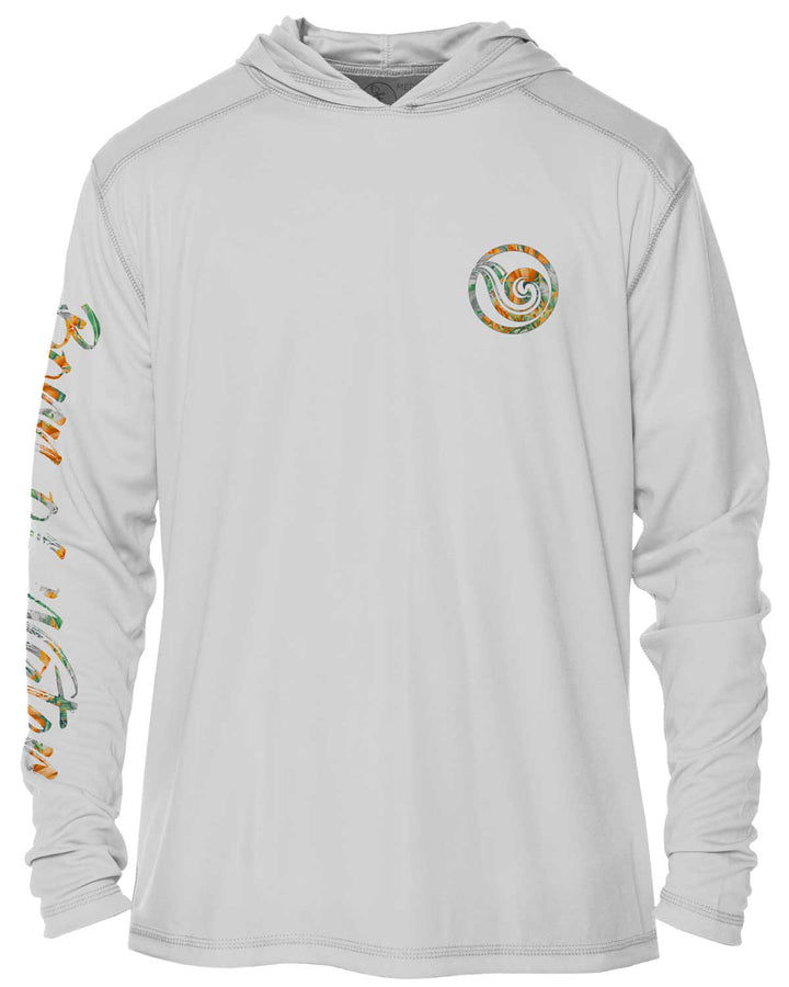 Tropical Hammerhead Shark Scuba Diving UV UPF 50+ Protection Hoodie: Gray - Front