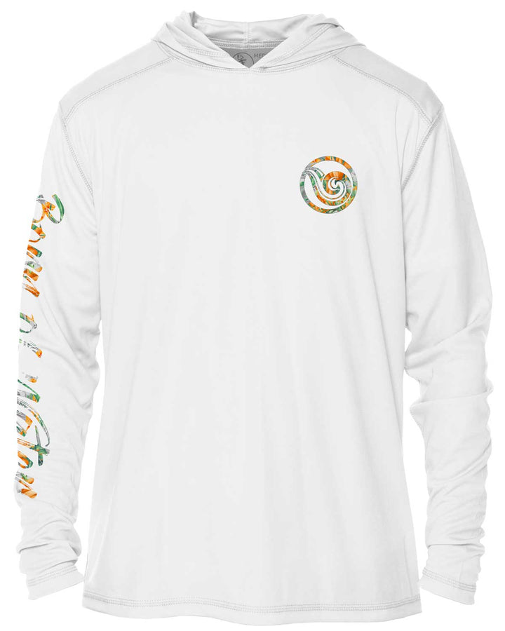 Tropical Hammerhead Shark Scuba Diving UV UPF 50+ Protection Hoodie:  White - Front