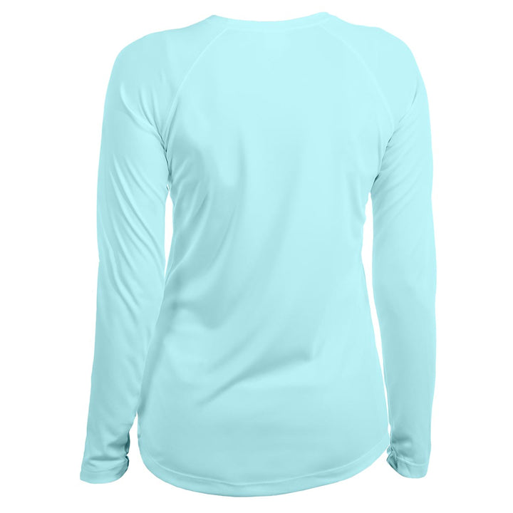 Women's Green Sea Turtle Scuba Diving UV UPF 50+ Performance Shirt: Lt. Blue - Back