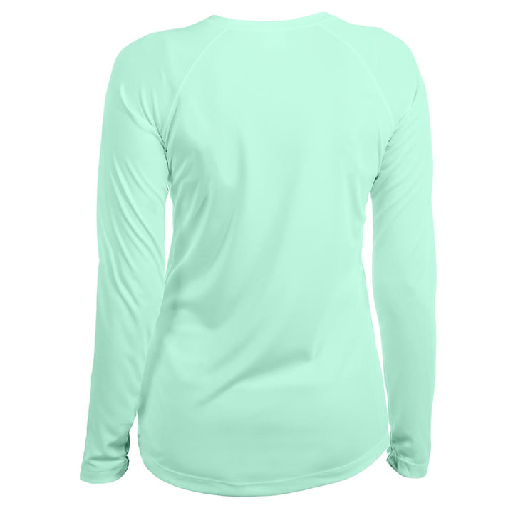 Women's Green Sea Turtle Scuba Diving UV UPF 50+ Performance Shirt: Seagreen - Back