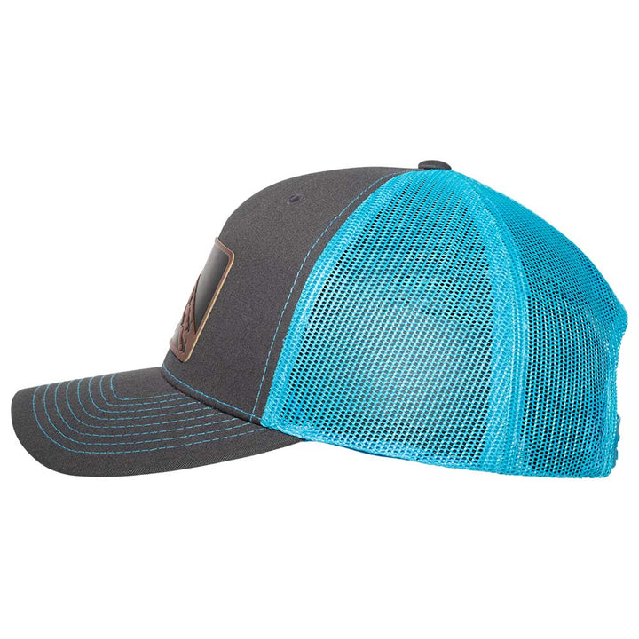 Dive Flag Shark Shiver  Trucker Hat - Charcoal/Neon Blue - Side