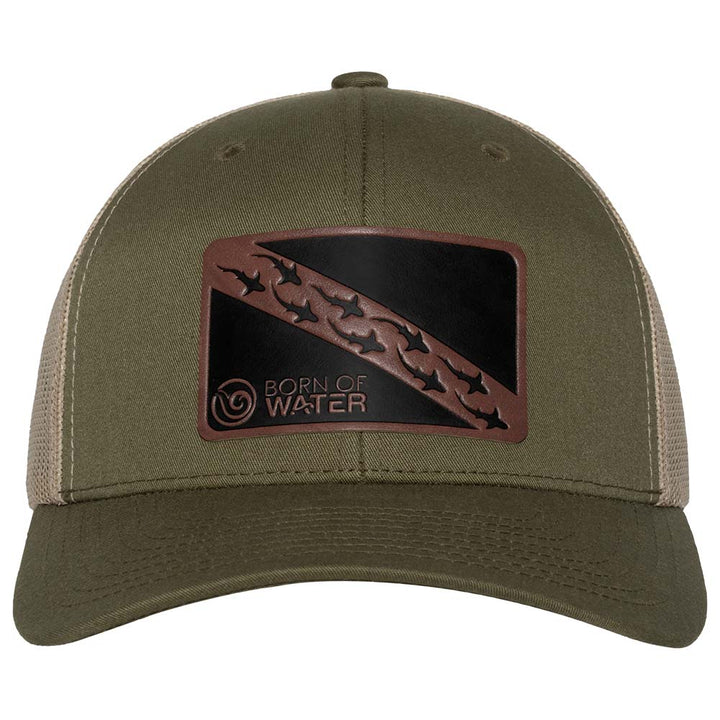 Dive Flag Shark Shiver  Trucker Hat - Loden/Black - Front