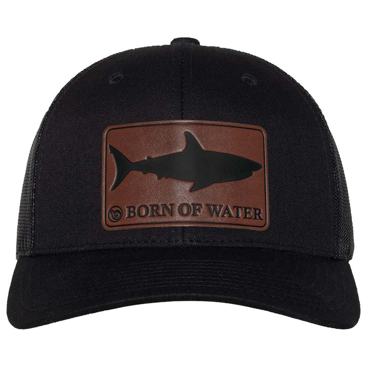 Shark Silhouette Scuba Diving Trucker Hat - Black - Front