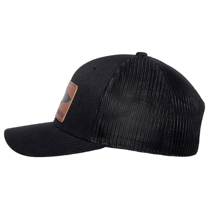 Shark Silhouette Scuba Diving Trucker Hat - Black - Side