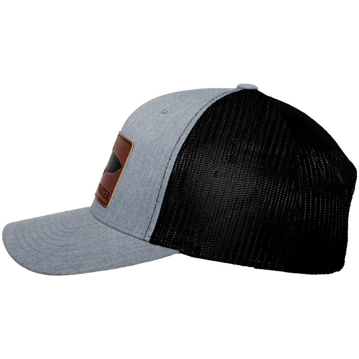 Shark Silhouette Scuba Diving Trucker Hat - Heather Gray/Black - Side