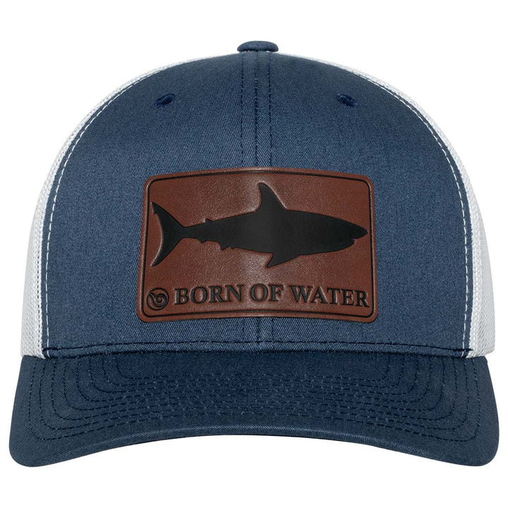 Shark Silhouette Scuba Diving Trucker Hat - Navy/White - Front