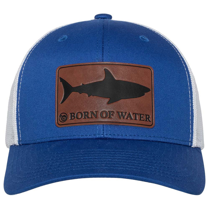Shark Silhouette Scuba Diving Trucker Hat - Royal Blue/White - Front