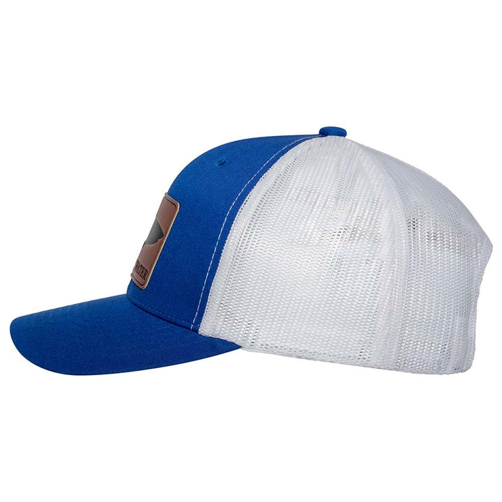 Shark Silhouette Scuba Diving Trucker Hat - Royal Blue/White - Side