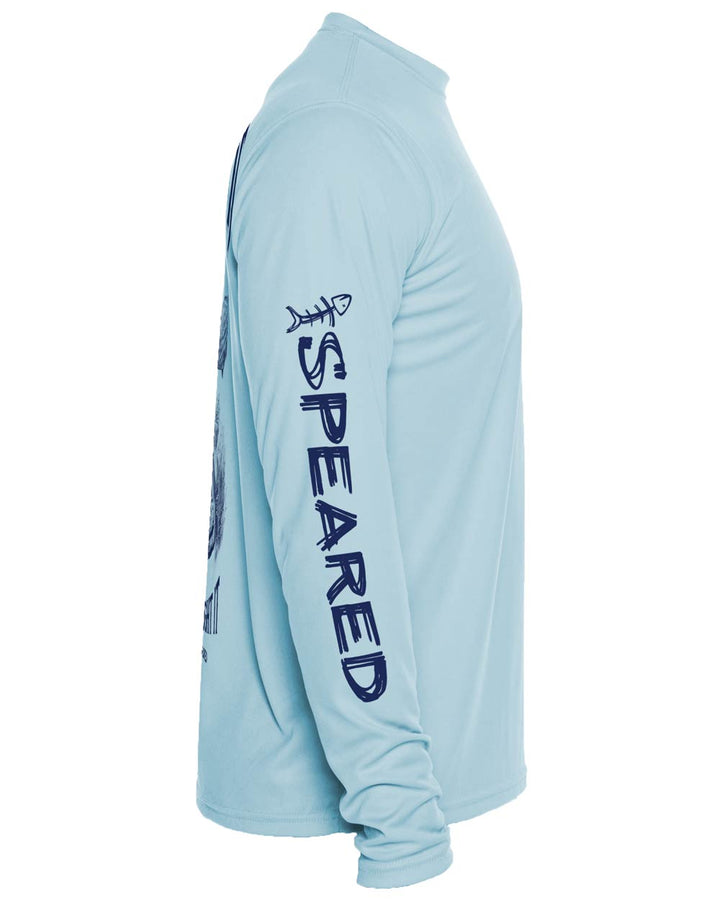 Shot It Not Bought It Gag Grouper: Long Sleeve UV UPF 50+ Protection T-Shirt: Lt. Blue - Side