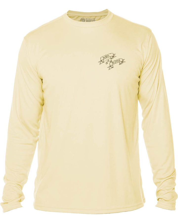 Skull & Spearguns: Spearfishing Shirt: Mens Long Sleeve UV UPF 50+ Protection T-Shirt: Yellow - Front