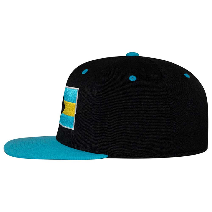 Speared Bahamas Flag Hat: Teal Blue Bill: Side