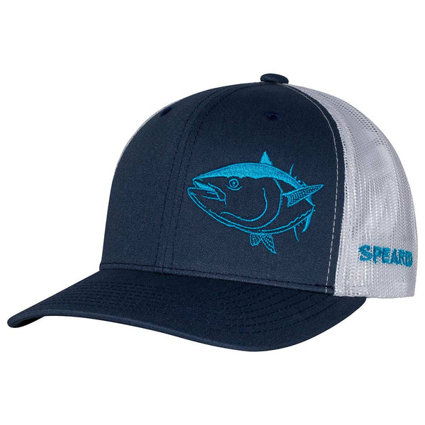 Speared Bluefin Tuna Trucker Hat: Navy/White