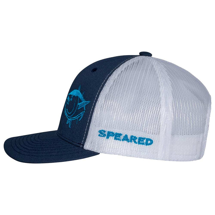 Speared Bluefin Tuna Trucker Hat: Navy/White - Side