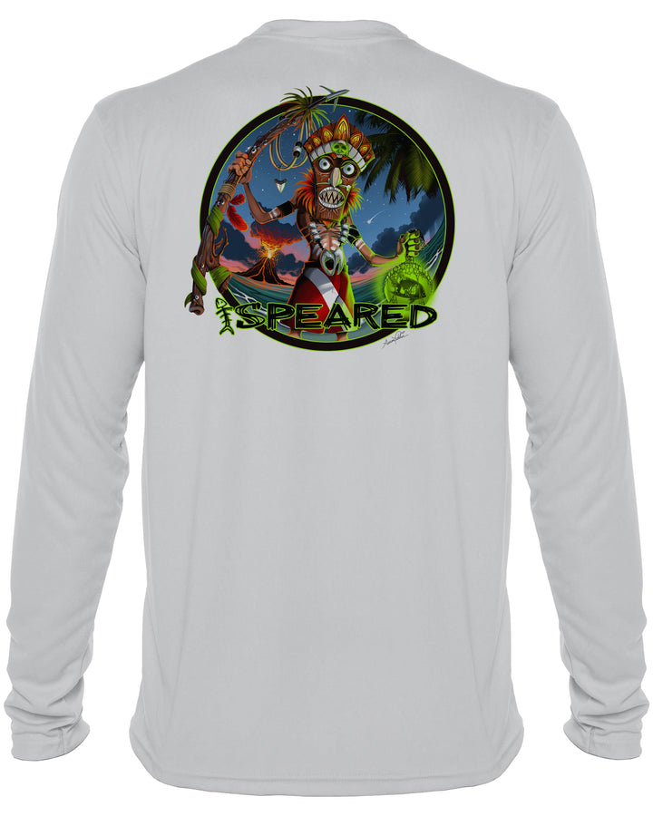 Voodoo Witch Doctor Spearfishing: UV UPF 50+ Protection Shirt: Gray - Back