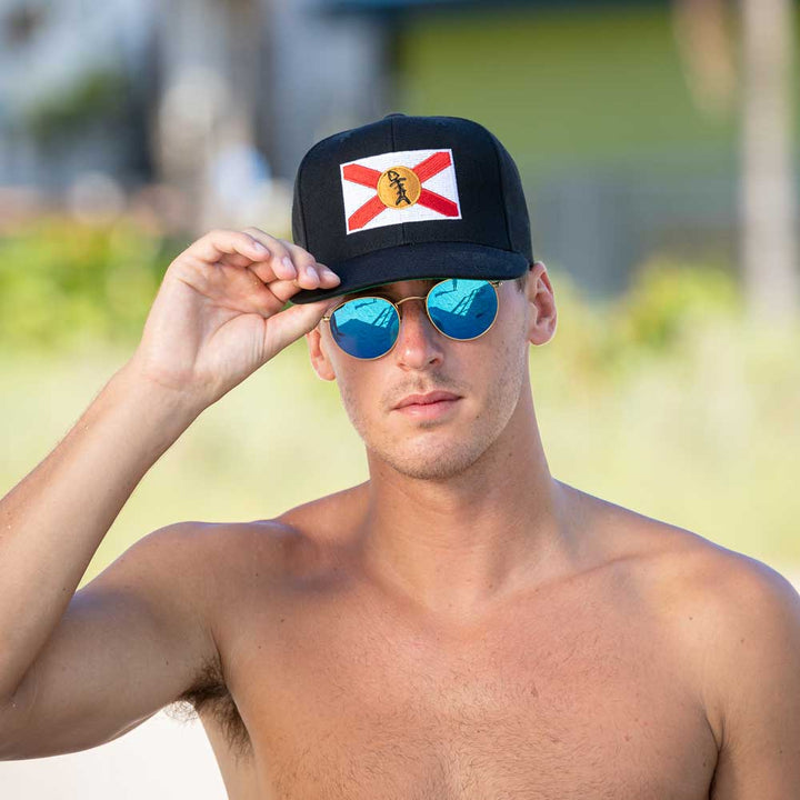 Spearfishing - Florida Flag Hat - Black - Beach
